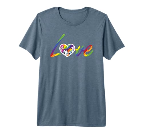 T-shirt My Little Pony Rainbow Cursive Love en coton premium pour fan de pop culture