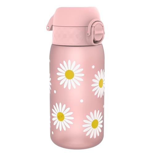 ION8 Botella de Agua para Niños, 350ml, a Prueba de Fugas, Fácil de Abrir, Cerradura Segura, Apta para Lavavajillas, Sin BPA, Asa de Transporte, Fácil de Limpiar, Neutro en Carbono, Margaritas