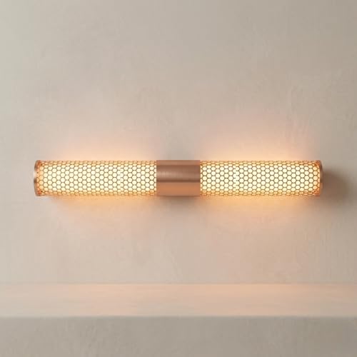 Image of Groeien 18W | 3 Color LED Cylinder Shape Rose Gold Picture Photo Frame /Mirror Bathroom Wall Light(Warm+Natural+Coolwhite) (Honeycomb-Tube, 1)