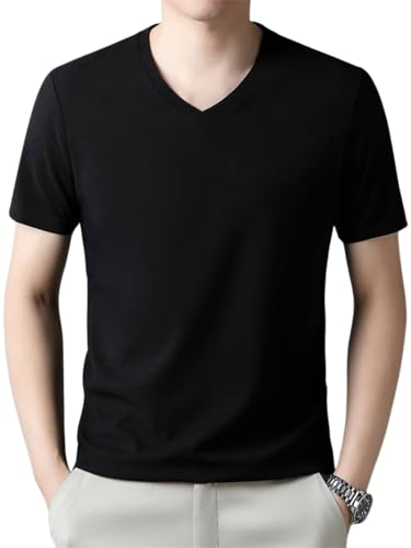Image of TAGDO Men's Solid Color V-Neck Short Sleeve T-Shirt (2033)