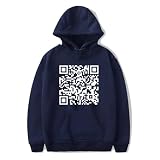 Funny FU QR Code Hoodie F-u-ck You QR Code Sweatshirt Sudadera Con Capucha Divertida Con Código QR Pareja Navidad Manga Larga Sudadera Con Capucha Unisex Estampada Moda Callejera Capucha-Black||XS