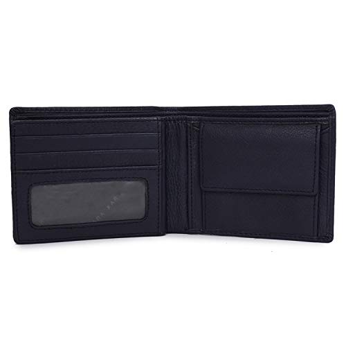 Image of KARA Blue Men's Genuine Leather Wallet - Color Stitch Style Leather Wallet for Men with 6 Card Holder Slot