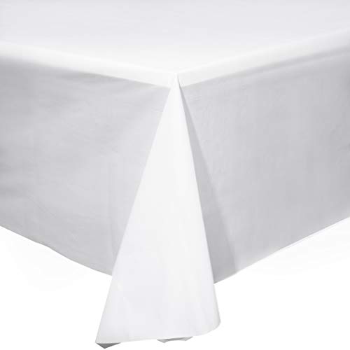 matana 6PC Wegwerp Tafelkleed - 275x135cm - Wit Doorschijnend Tafelkleed voor Rechthoekige Tafel - Waterdicht Verdikt Kunststof - Outdoor Tuintafel voor Banket Verjaardag Party Bruiloft Barbecue