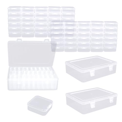 Image of Bead Organizer Box,90Pcs Small Clear Plastic Bead Storage Containers,3 Craft Storage Cases with Hinged Lid,Mini Storage Box For Jewelry Making DIY Bracelet Nails Screws Seeds Small Parts