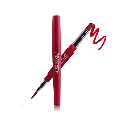 2 In 1 Lipstick Pen, Women Lip Liner Double End Head Lasting Lip Liner Stick Pencil Lipstick 8 Colors Available (H)