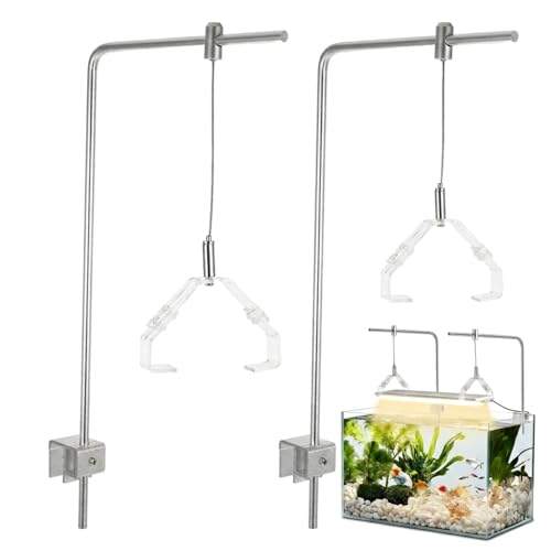 Image of Kisangel 2pcs Aquarium Light Riser, Adjustable Height Aquarium Light Holder Stand Hanging Kit, Aluminum Alloy Support Bracket for Fish Tank Lamp