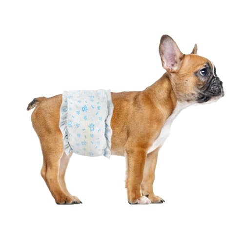 Image of Disposable Dog Diapers Male 96 Count Belly Bands for Bale Dogs (Waist 15.8-20 in M) Super Absorbent Small Doggie Diapers for Heat Excitable Urination or Incontinence - Blue
