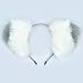 Ears Headband Cat Fox Kitten Fur Ears Hair Bands Anime Party Costume Kitty Cosplay Headband for Halloween Christmas or Kitten Theme Party Costume (Gray and White)