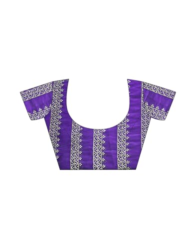 Image of Satrani Women's Shimmer Chiffon Sequins Embroidery Saree with Unstitched Blouse Piece