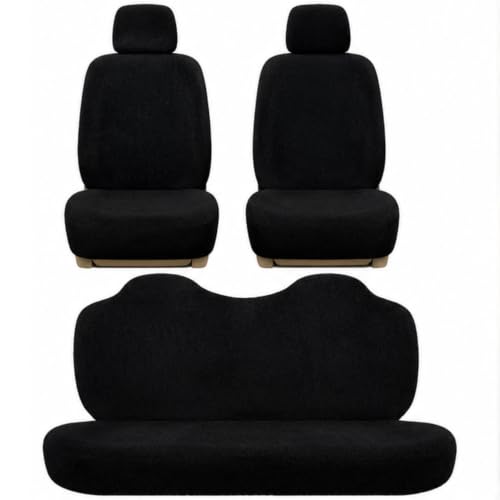 Image of Royal Bharmal Universal Fit Car Seat Cover Towel Set for 5 Seater Cars | 8 Piece Premium Terry Cotton Washable Seat Covers | Breathable Sweat Absorbent Seat Protectors (Black)