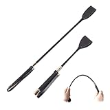 boeyeleny Gerte,2 Stück Leder Peitschen,45 cm Whip Anti-Rutsch-Griff Gel Griff(45Cm + 30Cm)