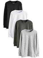 NEXT Gemütliche einfarbige Langarmshirts, 4er-Pack Schwarz/Weiß/Grau 10 Jahre