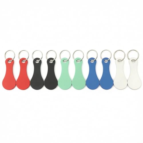 Zickupy 10 Pack Stainless Steel Shopping Cart Keychain Portable Shopping Cart Release Key & Trolley Token Keychain Multi-Color Cart Coin Key Tool for Grocery and Supermarket Use