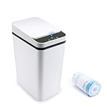Gabrella Smart Touchless Bathroom Trash Can, 12L Automatic Motion Sensor Rubbish Can with Lid, Smart Electric Narrow Waterproof Garbage Bin with 100pcs Trash bags, for Bedroom Office Kitchen (White)
