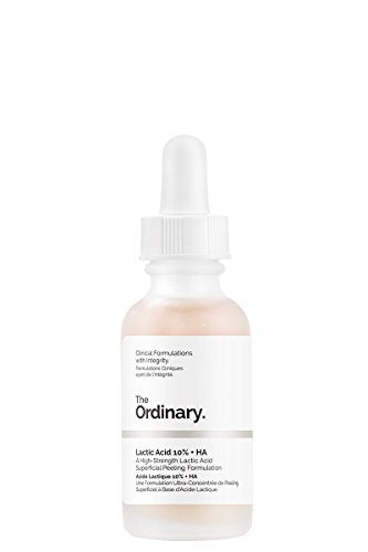 The Ordinary melkzuur 10% en HA 30 ml, een zeer sterk melkzuur, oppervlakkige exfolierende formule