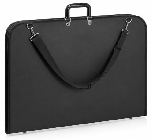 Image of Unibos | A2 Portfolio Carry Case for Artists, Art Portfolio Bag with Adjustable Shoulder Strap, Large Drawing & Document Storage Case Artwork, Architecture, Black 62.3x45.5x4.3 Cm