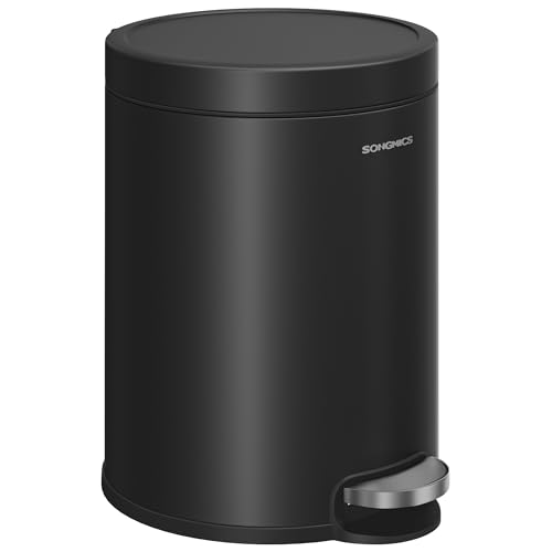 Recopilación de Papeleras . 42 SONGMICS Cubo de Basura, Cubo de Acero de Baño, Papelera interior, con Tapa de Cierre Suave, 6 L, para Residuos, Dormitorio, Negro Tinta MLTB016BZ01