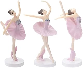 Garneck 3pcs Dancing Ballerina Girl Figure, Cake Topper Statue Ballerina Figurines Ornaments Birthday Party Favors for Dancer Gifts Home Decor, Pink