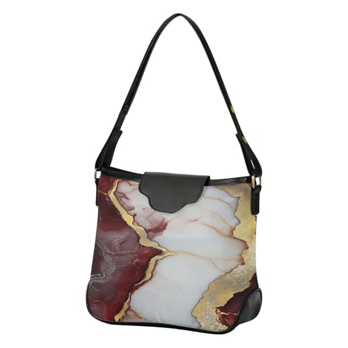 Sac à bandoulière tendance femme imprimé marbre raffiné blanc bordeaux