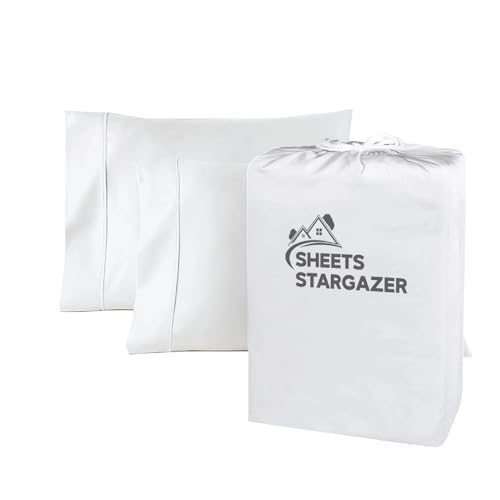 Image of 1000 Thread Count 100% Egyptian Cotton Pillow Cases, Set of 2 Pillowcase, Long-Staple 100% Cotton Breathable, Soft Sateen Weave Bed Pillow Cover, 20 X 30 Inches Pillowcases White Standard Size
