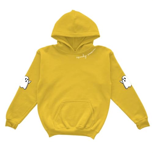 Kids Halloween Cute Ghost Hoodies Cute Funny Spooky Season Graphic Girls Boys Sweatshirts Casual Long Sleeve Sweater3