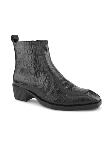 Image of Big Fox Men's Croc-Texture Cuban Boots | Premium Ankle-Length Fashion Boots | Stylish, Durable & Comfortable