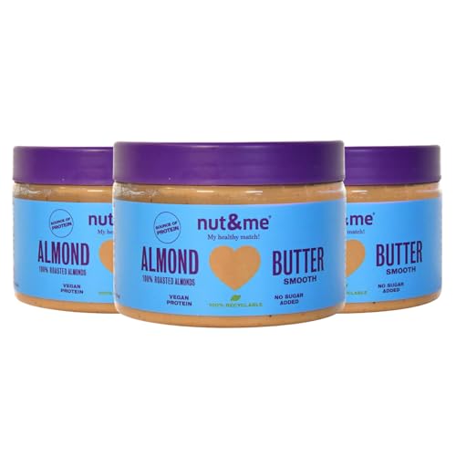 Crema de almendras sin azúcares añadidos 900 gr nut&me | 100% Almendras | Dieta Keto | Cremosa | Sin gluten | Sin aditivos | Vegano | Sabroso y cremoso | Sin aceite de palma | Pack 3 x 300 gr