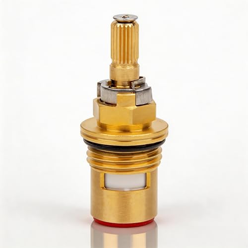 Ceramic Valve Cartridge Compatible with Kohler Two-Handle Faucet, Hot Water Cartridge Replacement for K-GP77005-RP, Brass Faucet Cartridge with Spline Adapter for Kitchen and Bathroom
