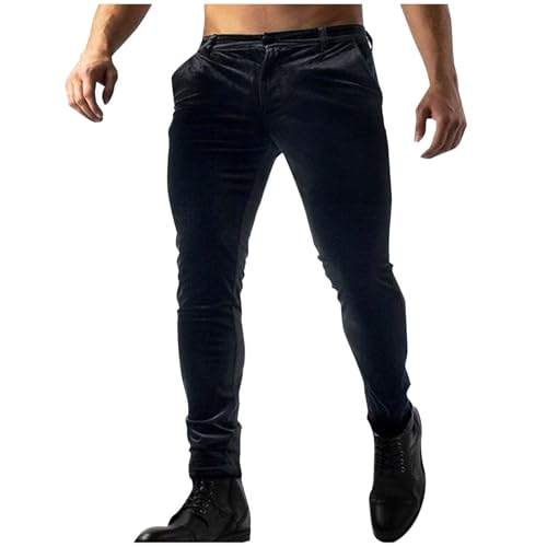 Men's Velvet Joggers Pants Lightweight Slim Fit Stretch Sweatpants with Pockets for Dress Work Casual Solid Trouser
