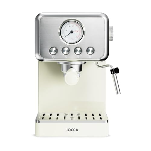 Jocca - Cafetera Espresso Retro | 15 Bar de Presión | Depósito de Agua Extraíble 1,7L | Filtro para 1-2 Tazas (40/80ml) | Bandeja de Goteo Extraíble | Protección contra Sobrecalentamiento | 1400W