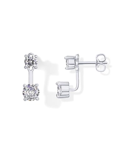 PAVOI Rhodium Plated 925 Sterling Silver Posts Cubic Zirconia Ear Jacket Statement Earrings for...