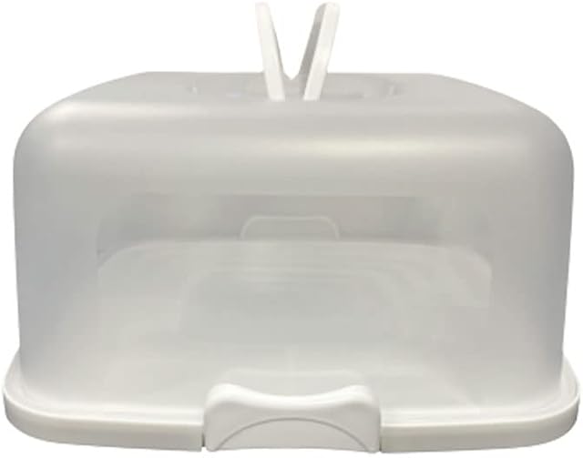 St@llion Plastic Square Cake Box Container with 2 Locking Clips in Lid for Storage of Cakes, Cookies, Cupcakes, Muffins, Pastries | Xmas, Halloween, Holiday Party Supplies (35cmx15cm, Transparent)