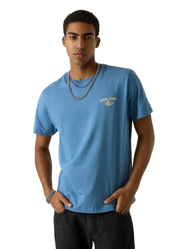 T-shirt GUESS homme manches courtes bleu jeans M6GIB7 K8HM0 coupe regular