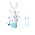 Meqtpomy Kids Electric Toothbrush，U Shaped Toothbrush Waterproof Battery Powered 360 Automatic Sonic Toddler Toothbrushes for 8-13 Years Old for Boys Girls ，with 2 Replacement Brush Heads（Blue）
