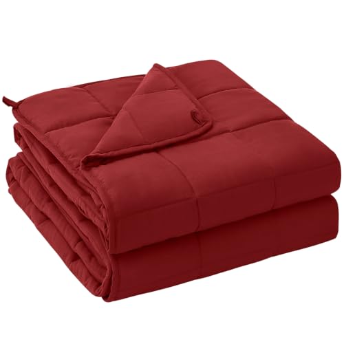 Image of yescool Weighted Blanket for Adults (10 lbs, 48 inch x 72 inch, Red) Cooling Heavy Blanket for Sleeping Perfect for 90-110 lbs, Twin Size Breathable Blanket with Premium Glass Bead, Machine Washable