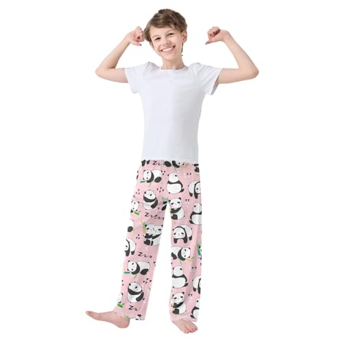 ZZXXB Lovely Panda Sleeping Boys Long Pants Soft Trousers Elastic Waist Kids Lounge Bottoms with Pockets S-XL2
