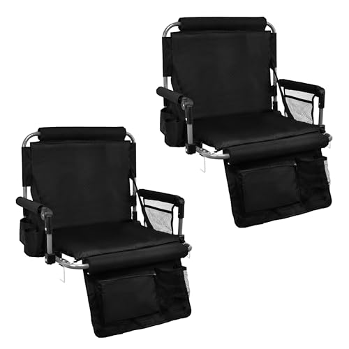 AOOXIMI Stadium Seat with Back Support, Bleach Seat with Backrest and Cushion, Stadium Chair with Cup Holders, Mesh Bag and Hidden Hook for Basketball and Soccer Bench