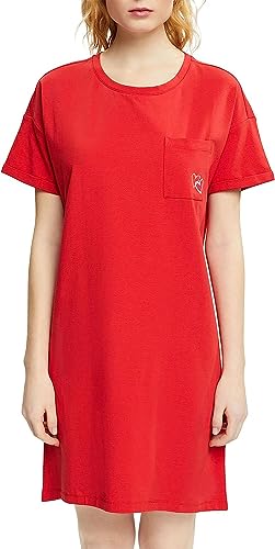 ESPRIT Damen Valentine CO SUS Nightshirt S-SLV Nachthemd, RED, 40