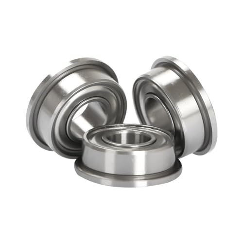 DINGGUANGHE 10PCS Miniature Flange Bearings F603/F604/F605/F606/F607/F608/F609 High Speed Flanged Ball Bearing (Size : F605)