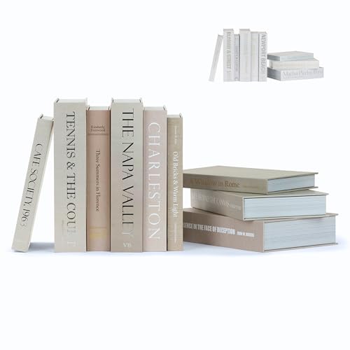 ORITZIO 9 Faux Books Neutral - Decorative Box with Hidden