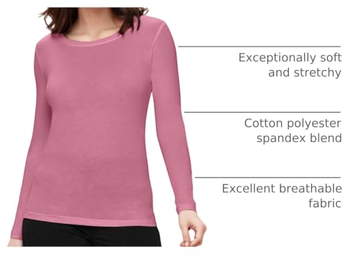 Image of Natural Uniforms Women's Long Sleeve Underscrub T-Shirt - Cotton Blend Scrub Base Layer for Nurses & Medical Professionals