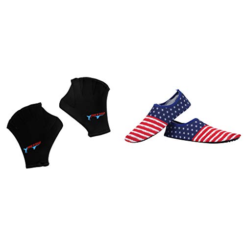 Luvas de mergulho com teia de mergulho da Menolana e 1 par de meias de surfe para piscina e água
