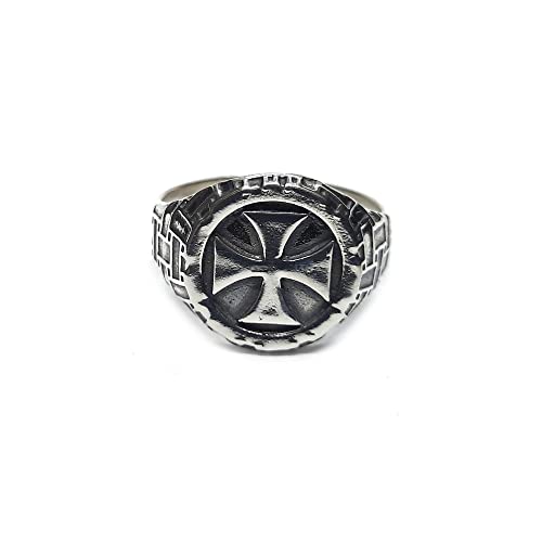 Bague en argent sterling véritable 925 solide chevalier croix maltaise