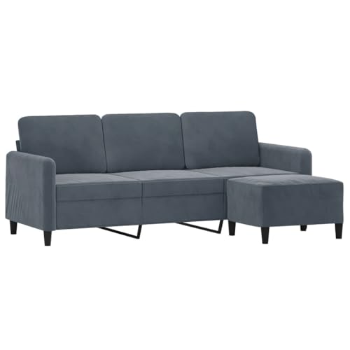 MOBCANT 3-Sitzer-Sofa mit Hocker Dunkelgrau 180 cm Samt Wohnlandschaft Couch Couchgarnitur Schlafcouch für Schlafzimmer Empfangsraum Wohnzimmer Büro – Bild 5