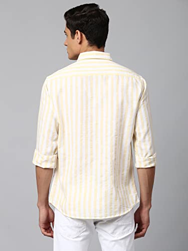 Image of Dennis Lingo Men's Striped Slim Fit Casual Shirt for Men with Spread Collar