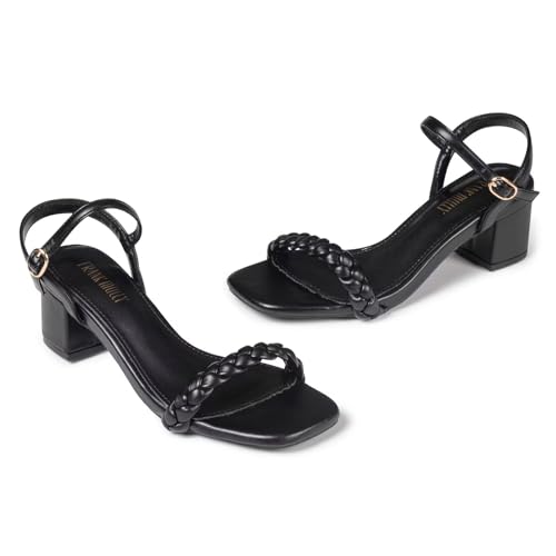 Frank Mully Women's Braided Sandal Heels Ankle Strap Comfortable Blocked Heeled Sandals Square Open Toe Cute Prom Pump Sandals Shoes3