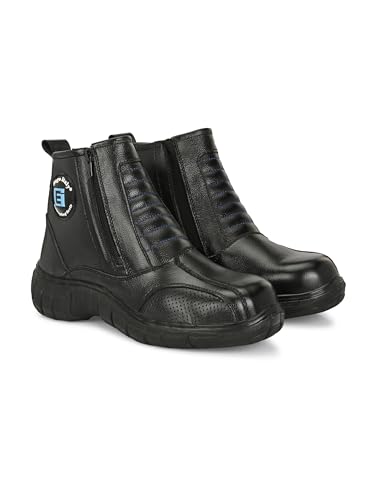 Image of Eego Italy Rider-4, Water Resistant Biker boot /Motorcycle riding boot, real leather upper & anti slip sole with steel toe protection, padded in socks, 3M Reflectors,lace free and walkable with shin and ankle protection RIDER-4-BLACK-10