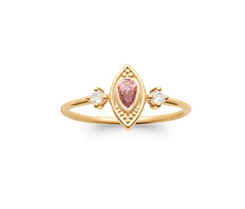 Bague en Plaqué Or et Marquise Rose Idéale pour Vos Soirées et Sorties Chic