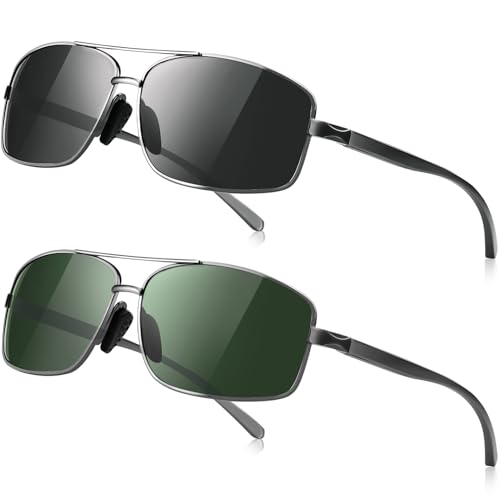 Polarized Rectangle Sunglasses for Men Women UV400 Protection Adjustable Rectangular Driving Glasses Ultra Lightweight