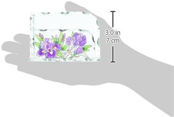 Joan Baker Designsパープルアイリスアートガラスビジネスカードホルダー